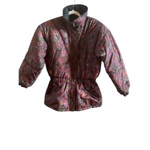 Vintage Edelweiss Woman's Outdoor Abstract Design Large Puffer Jacket *Belt Gone